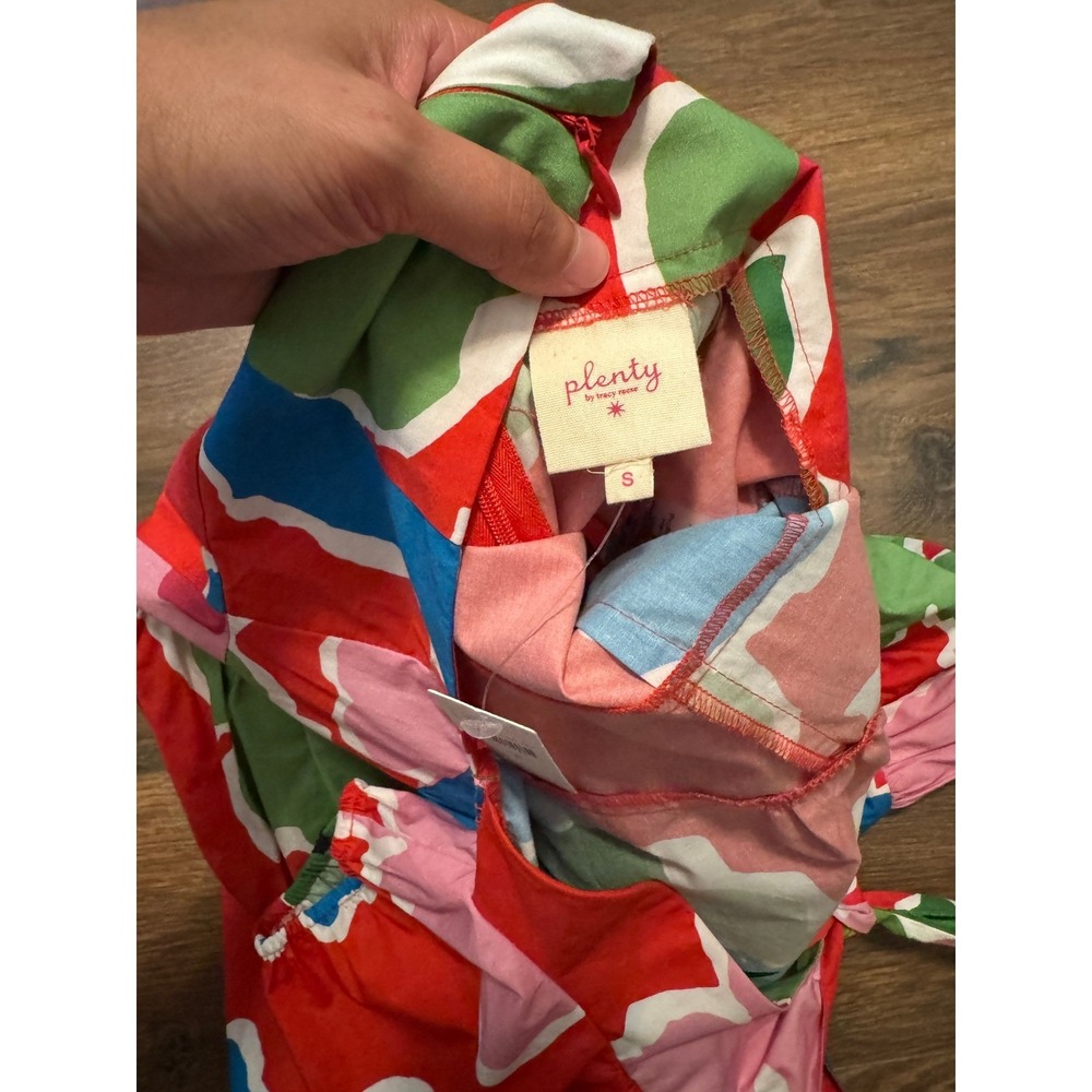 Anthropologie Plenty by Tracy Reese Floral Puff Sleeve Tie Back Romper Red NWT - Picture 3 of 5
